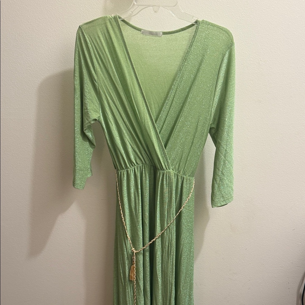 Elegant Green Wrap Dress